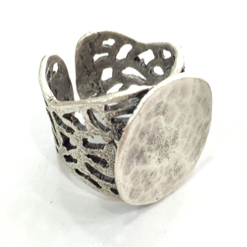 Adjustable Ring Blank, (20 mm blank) Antique Silver Plated Brass G3809