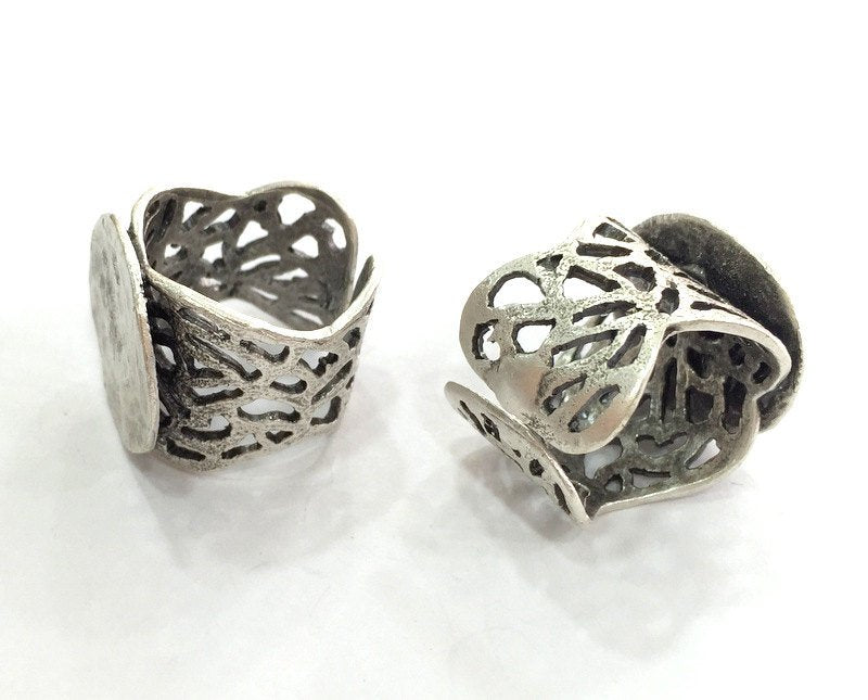 Adjustable Ring Blank, (20 mm blank) Antique Silver Plated Brass G3809