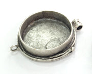 Antique Silver Plated Brass  Mountings , Blanks 44x37 mm (27 mm blank) G3814