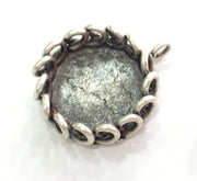 Antique Silver Plated Brass  Mountings , Blanks 32x22 mm (20 mm blank) G3817