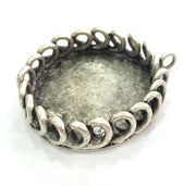 Antique Silver Plated Brass  Mountings , Blanks 40x34 mm (27 mm blank) G12643