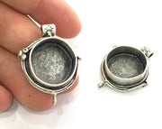 Antique Silver Plated Brass  Mountings , Blanks 38x29 mm (20 mm blank) G3819