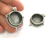 Antique Silver Plated Brass  Mountings , Blanks 38x29 mm (20 mm blank) G3819