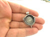 Antique Silver Plated Brass  Mountings , Blanks 38x29 mm (20 mm blank) G3819