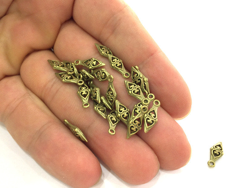 20 Pcs (14x6 mm.) Antique Bronze Metal  Charms  G3820