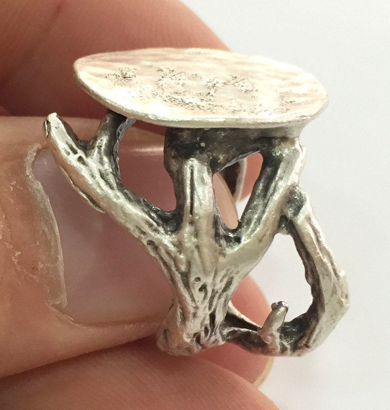 Adjustable Ring Blank, (20 mm blank) Antique Silver Plated Brass G3791