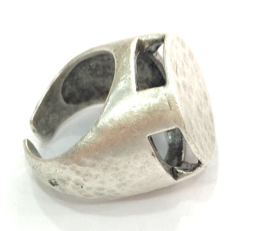 Adjustable Ring Blank, (20 mm blank) Antique Silver Plated Brass G3793