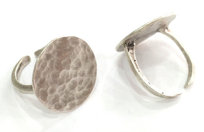 Adjustable Ring Blank, (20 mm blank) Antique Silver Plated Brass G3796