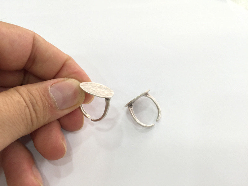 Adjustable Ring Blank, (20 mm blank) Antique Silver Plated Brass G3796