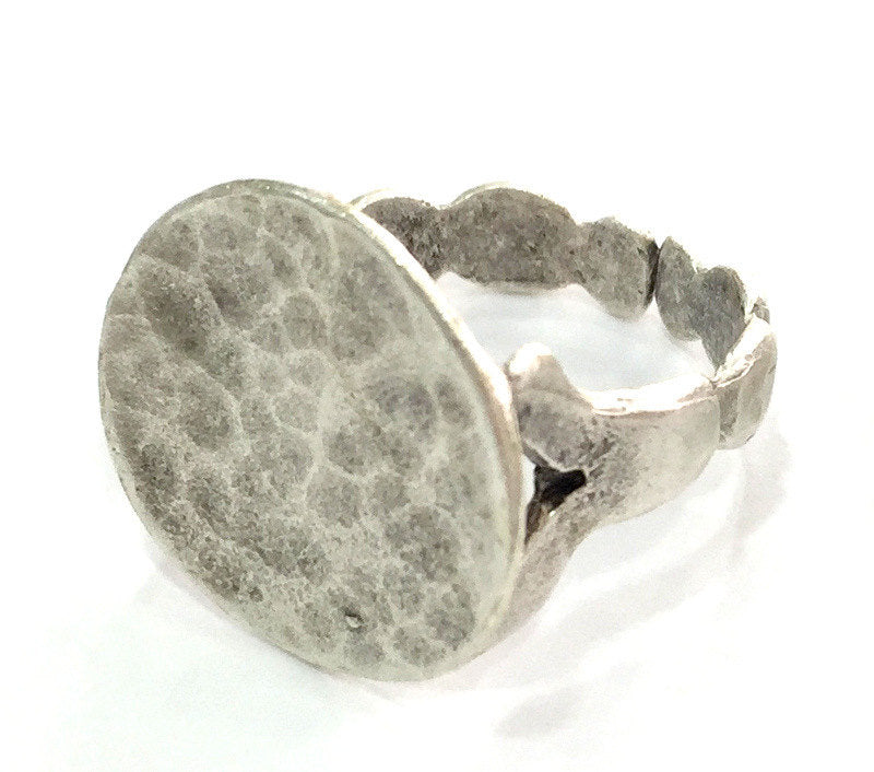 Adjustable Ring Blank, (20 mm blank) Antique Silver Plated Brass G3797