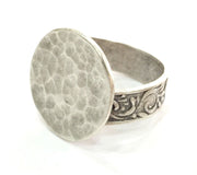 Adjustable Ring Blank, (20 mm blank) Antique Silver Plated Brass G3798