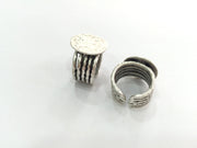 Silver Ring Setting Blank Cabochon Base Mounting Adjustable Ring Base Bezel  (20 mm blank) Antique Silver Plated Brass G3800