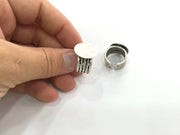 Silver Ring Setting Blank Cabochon Base Mounting Adjustable Ring Base Bezel  (20 mm blank) Antique Silver Plated Brass G3800
