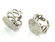 Adjustable Ring Blank, (20 mm blank) Antique Silver Plated Brass G3801