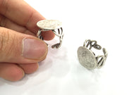 Adjustable Ring Blank, (20 mm blank) Antique Silver Plated Brass G3801