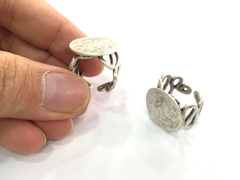 Adjustable Ring Blank, (20 mm blank) Antique Silver Plated Brass G3801