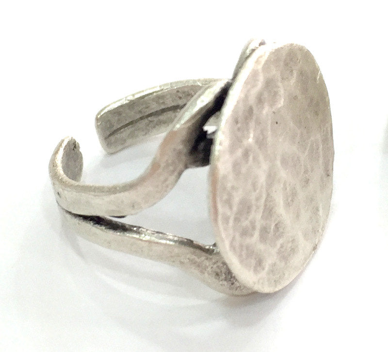 Adjustable Ring Blank, (20 mm blank) Antique Silver Plated Brass G3802
