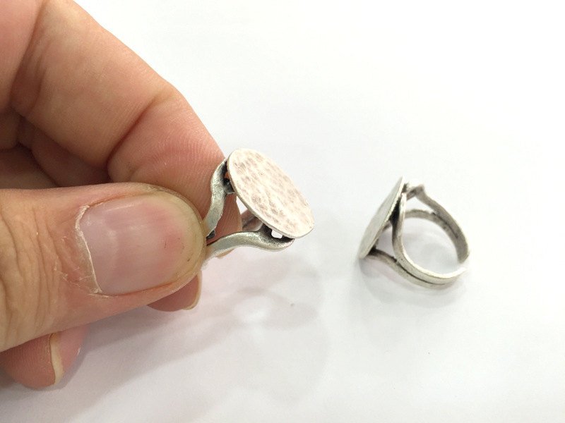 Adjustable Ring Blank, (20 mm blank) Antique Silver Plated Brass G3802