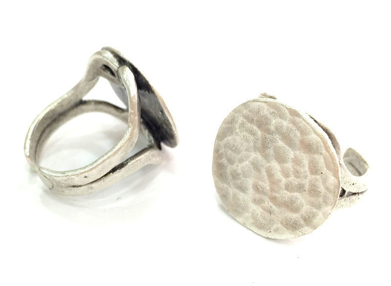 Adjustable Ring Blank, (20 mm blank) Antique Silver Plated Brass G3802