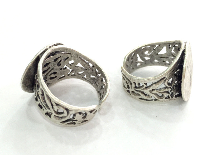 Adjustable Ring Blank, (20 mm blank) Antique Silver Plated Brass G3803