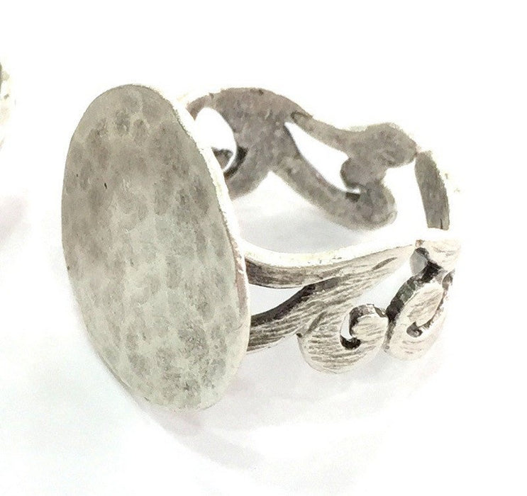 Adjustable Ring Blank, (20 mm blank) Antique Silver Plated Brass G3807