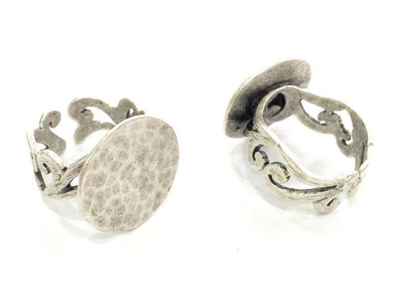 Adjustable Ring Blank, (20 mm blank) Antique Silver Plated Brass G3807