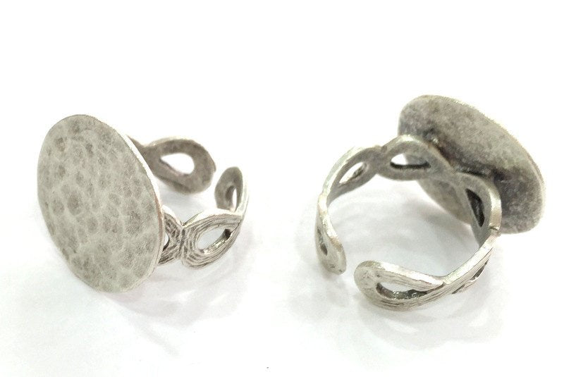 Adjustable Ring Blank, (20 mm blank) Antique Silver Plated Brass G3808