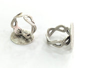 Adjustable Ring Blank, (20 mm blank) Antique Silver Plated Brass G3808