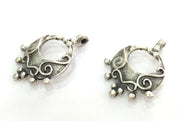 2  Antique Silver Plated Brass Charms 26x17 mm G3812