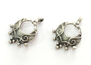 2  Antique Silver Plated Brass Charms 26x17 mm G3812