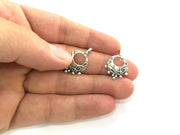 2  Antique Silver Plated Brass Charms 26x17 mm G3812