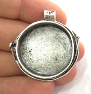 Antique Silver Plated Brass Mountings , Blanks 40x37 mm (27mm blank) G11485