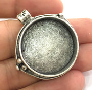 Antique Silver Plated Brass  Mountings , Blanks  (30mm blank) G5912