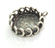 Antique Silver Plated Brass  Mountings , Blanks 32x22 mm (20 mm blank) G3817