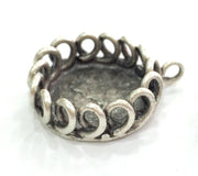 Antique Silver Plated Brass  Mountings , Blanks 32x22 mm (20 mm blank) G3817