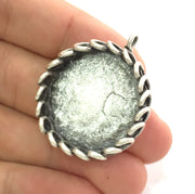 Antique Silver Plated Brass  Mountings , Blanks 40x34 mm (27 mm blank) G12643