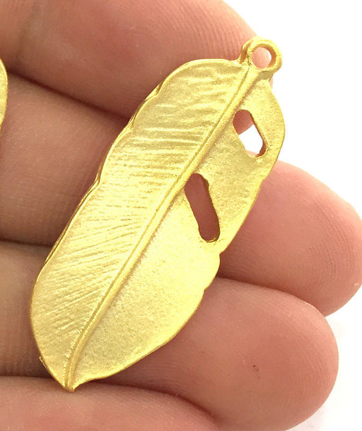 Gold Plated Feather Pendant  42x15 mm  G3829