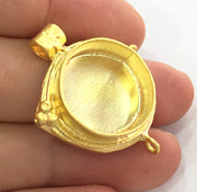 Gold Plated Brass Mountings ,  Blanks  38x29 mm (20 mm blank) G3832