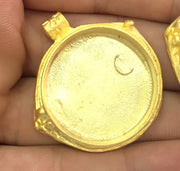 Gold Plated Brass Mountings ,  Blanks  36x32 mm (25 mm blank) G3834