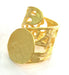 Gold Plated Ring Blank Base Bezel Settings Cabochon Base Mountings Adjustable  (20mm blank ) Gold Plated Brass G3843