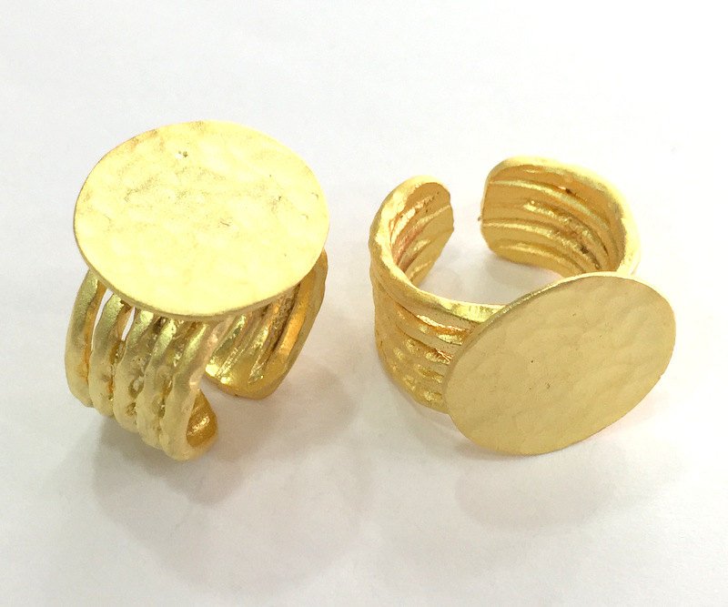 Adjustable Ring Blank, (20mm blank ) Gold Plated Brass G3844