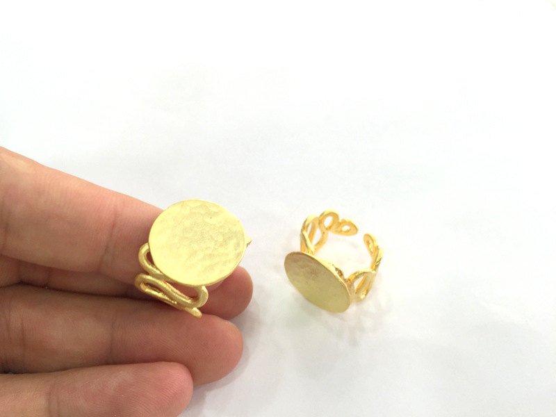 Adjustable Ring Blank, (20mm blank ) Gold Plated Brass G3848