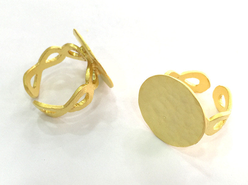 Adjustable Ring Blank, (20mm blank ) Gold Plated Brass G3849