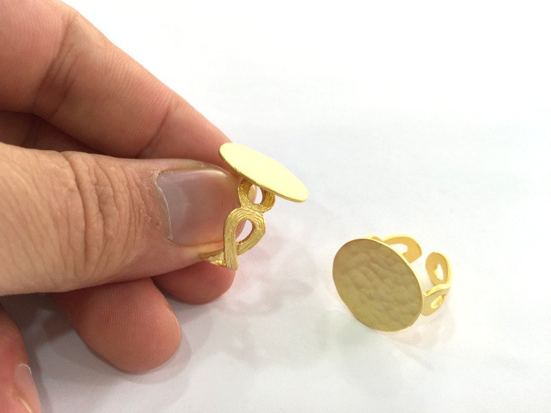 Adjustable Ring Blank, (20mm blank ) Gold Plated Brass G3849