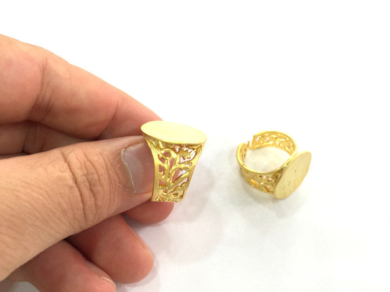 Adjustable Ring Blank, (20mm blank ) Gold Plated Brass G3850