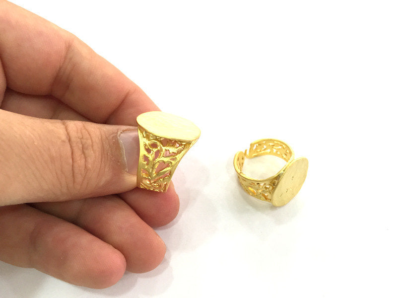 Adjustable Ring Blank, (20mm blank ) Gold Plated Brass G3850