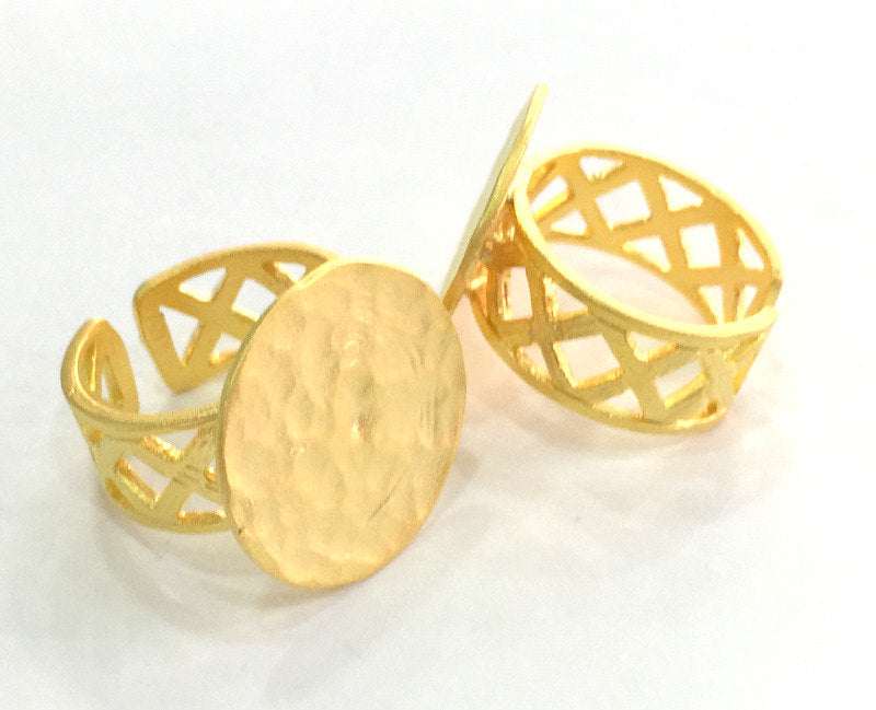 Adjustable Ring Blank, (20mm blank ) Gold Plated Brass G3851