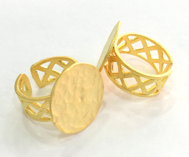 Adjustable Ring Blank, (20mm blank ) Gold Plated Brass G3851