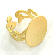 Adjustable Ring Blank, (20mm blank ) Gold Plated Brass G3855