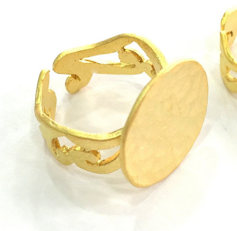 Adjustable Ring Blank, (20mm blank ) Gold Plated Brass G3855